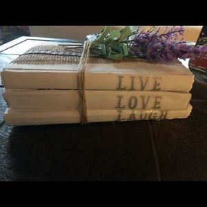 Farmhouse books with Lavender